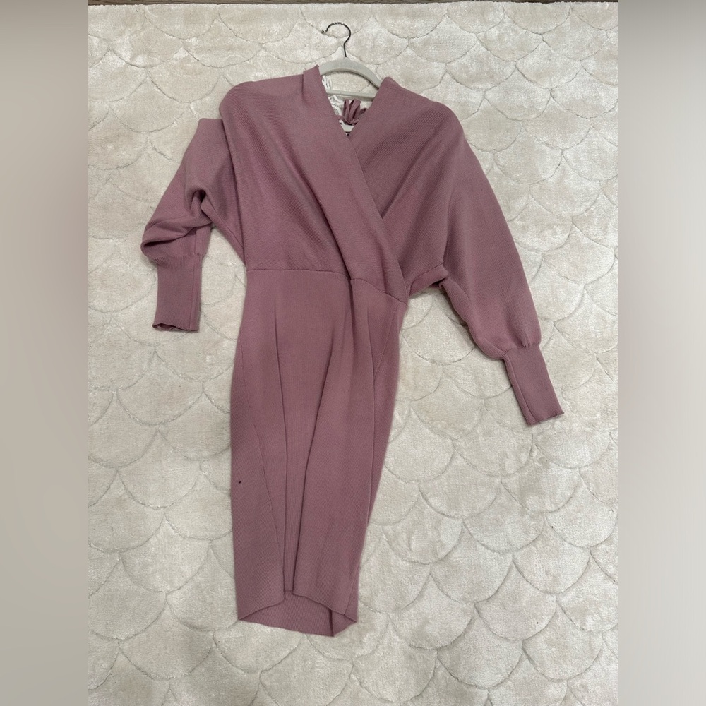 Pretty Garden sweater dress with lace back Small Mauve